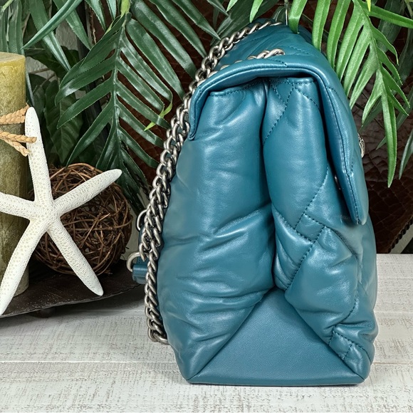 KURT GEIGER - NWOT Teal London Kensington Soft Quilted Leather Crossbody Bag - Picture 8 of 16